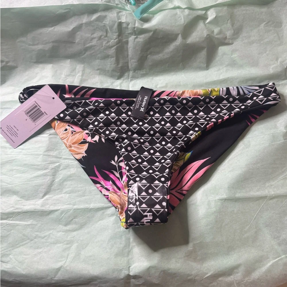 Hurley Black Floral Reversible Cheeky Hipster Bikini Bottom women - Hana